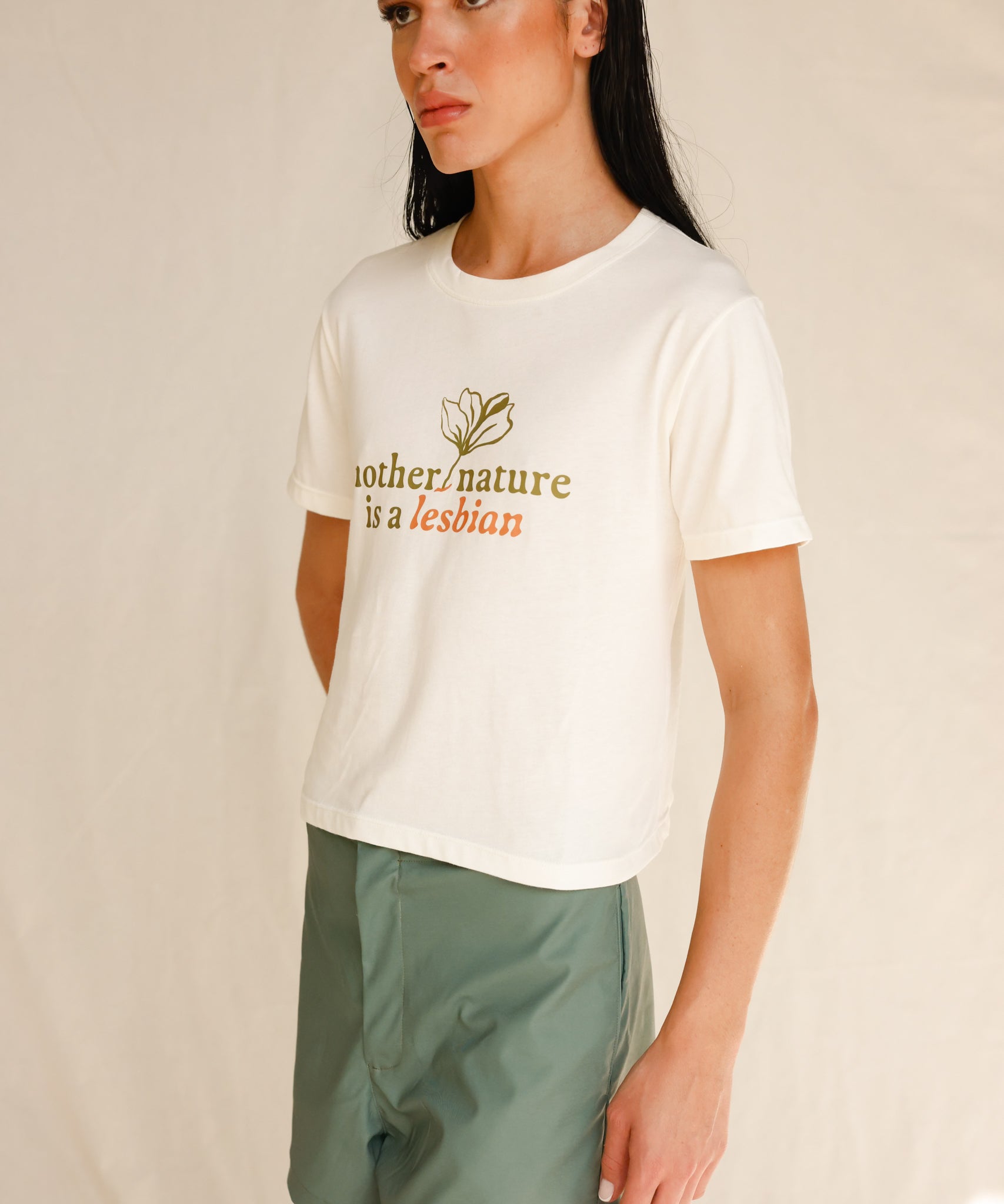"MOTHER NATURE" Slim Fit Cotton T-Shirt