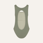 Marsha one-piece swimsuit in mineral green, flat back view
