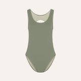 Marsha one-piece swimsuit in mineral green, flat front view