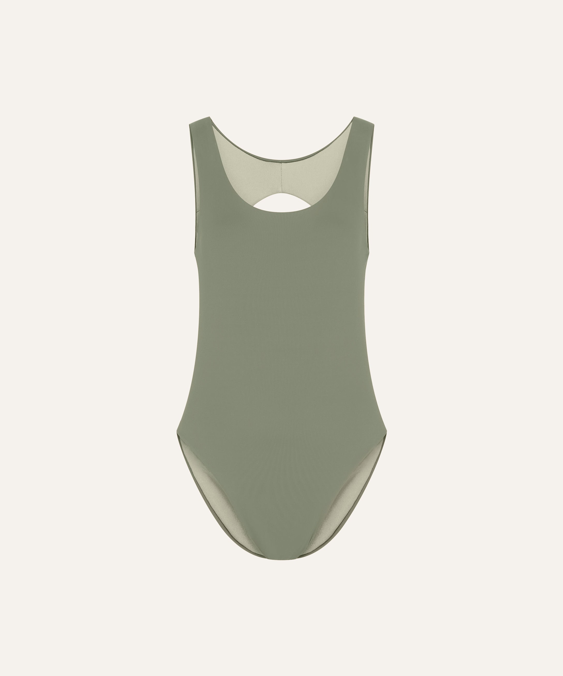 Marsha one-piece swimsuit in mineral green, flat front view