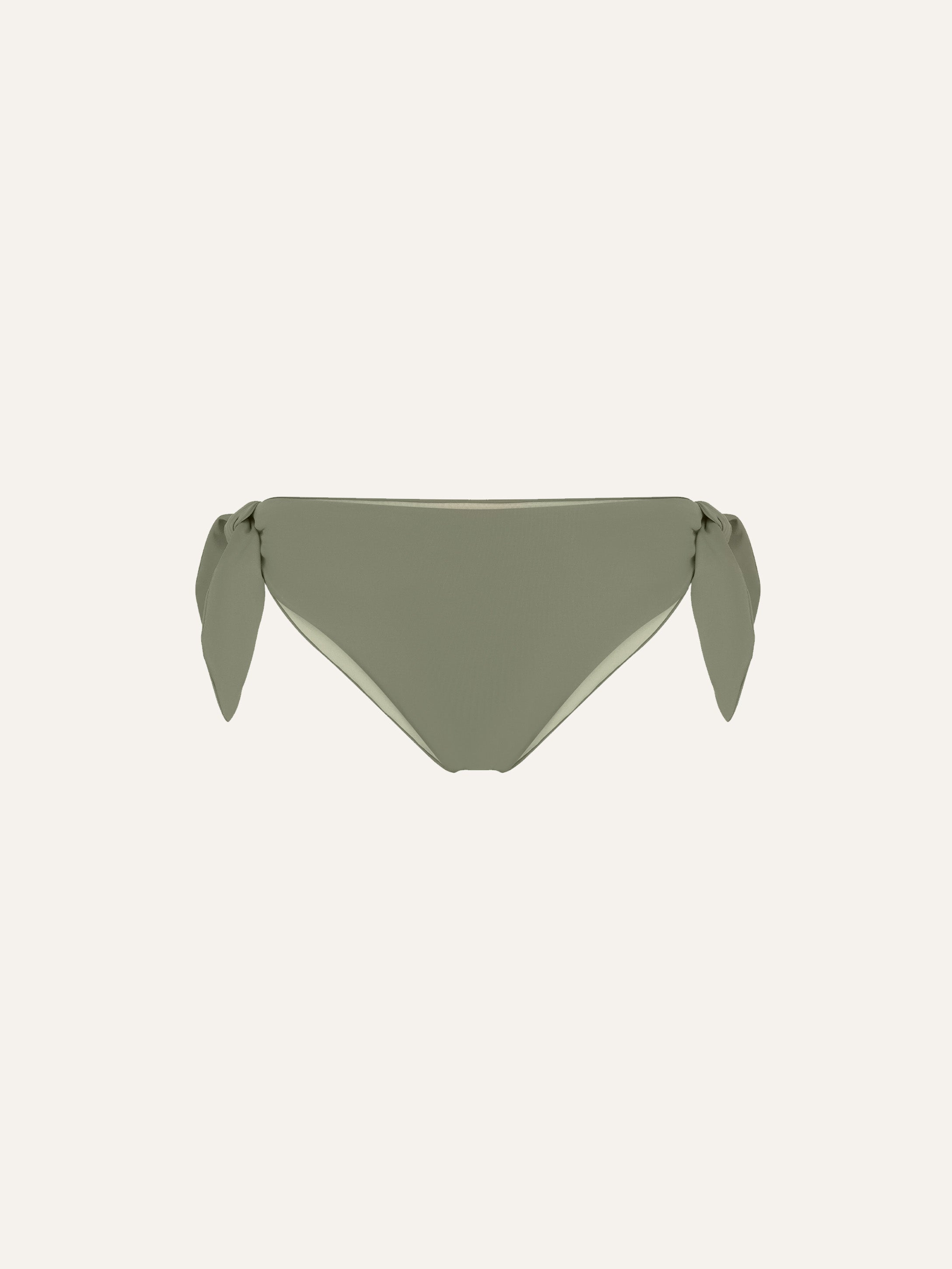 Product flat lay front view, mineral green bikini bottom