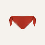 Product flat lay front view, terracotta red bikini bottom