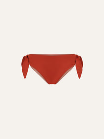Product flat lay front view, terracotta red bikini bottom