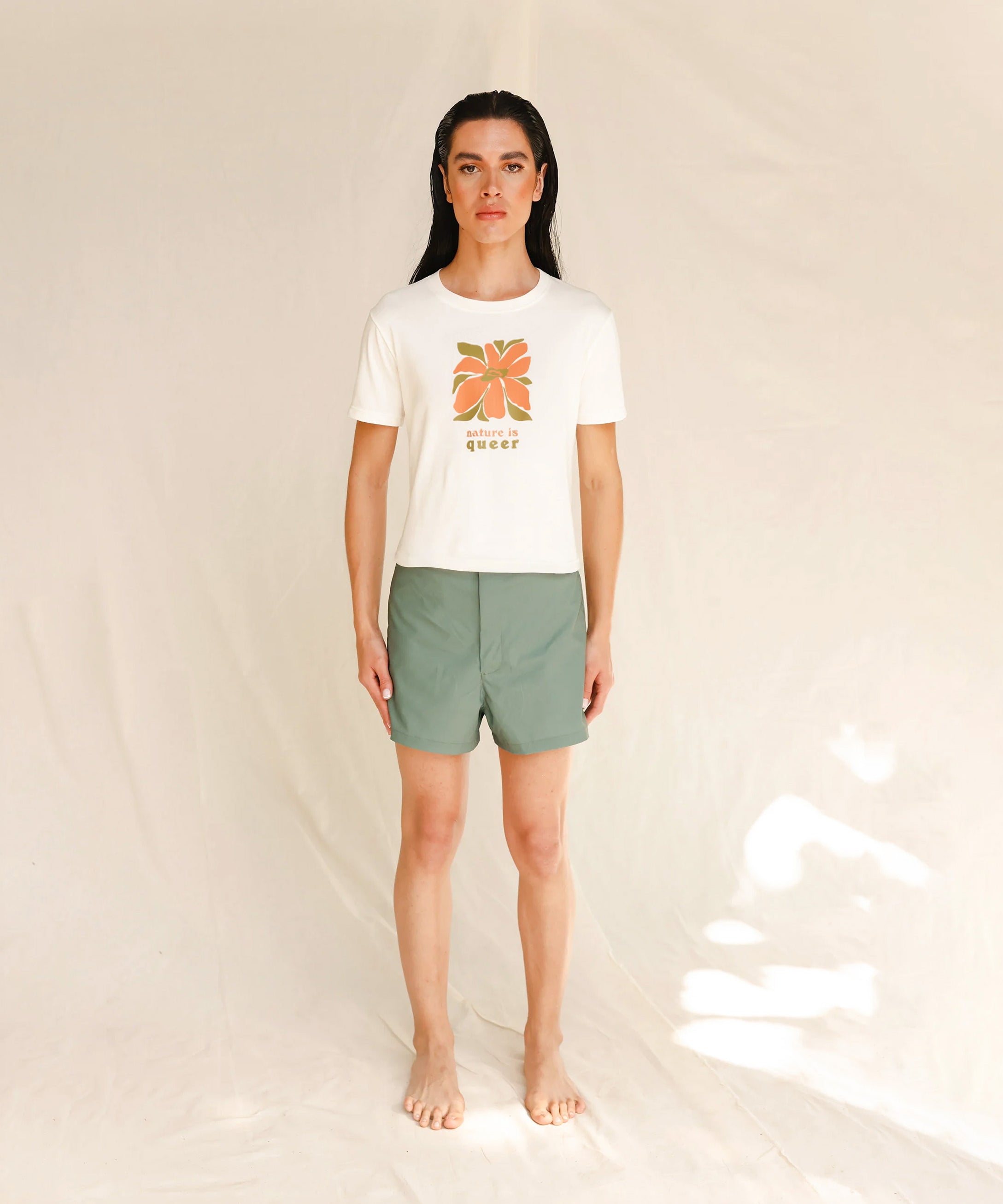 "Nature is queer" Flower Slim Fit Cotton T-Shirt