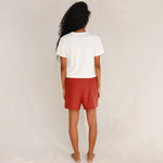 Back view of plain off-white cotton t-shirt 