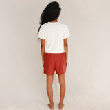 Back view of plain off-white cotton t-shirt 