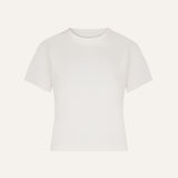 Product flat lay back view, plain off-white t-shirt  