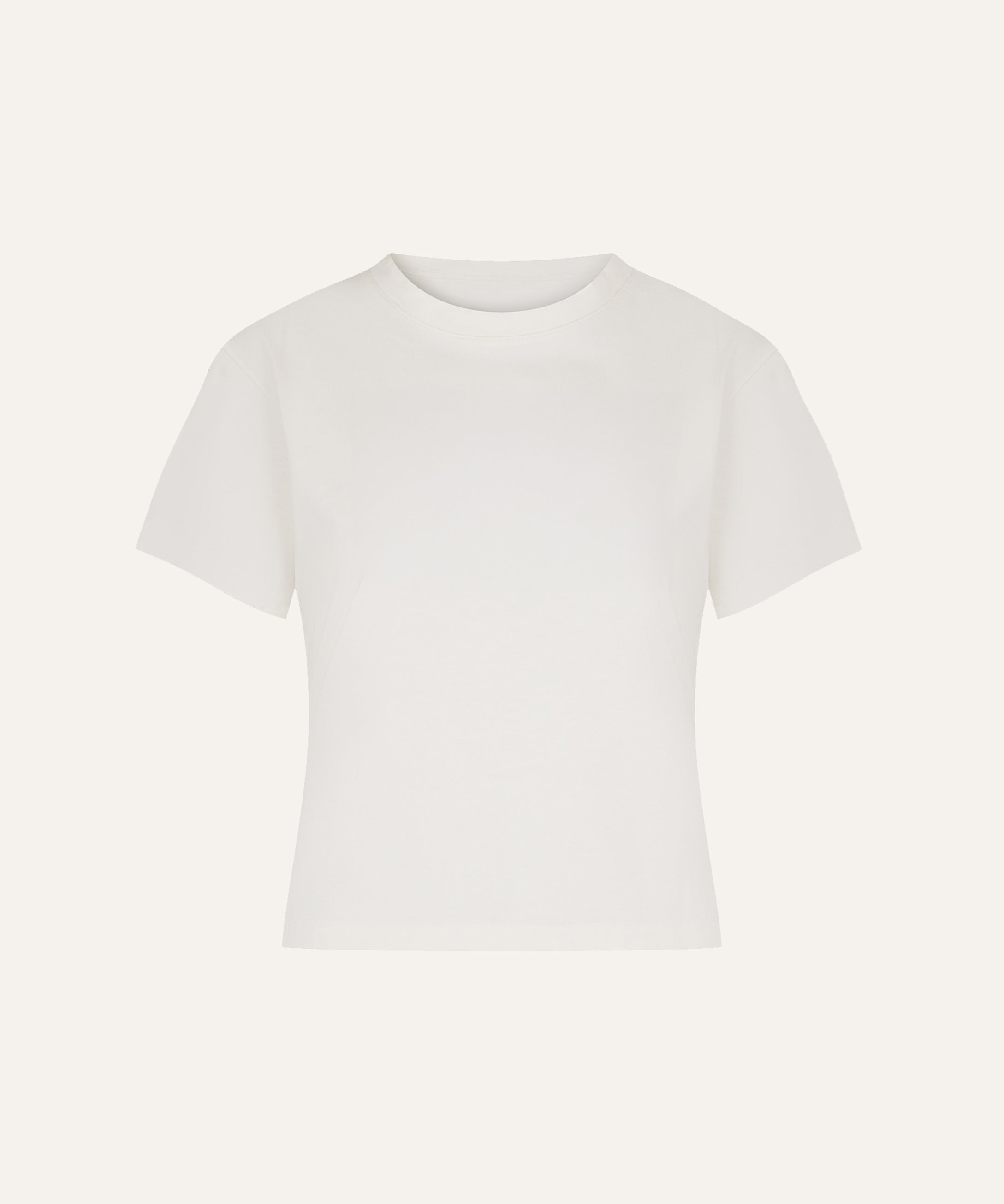 Product flat lay back view, plain off-white t-shirt  