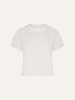 Product flat lay back view, plain off-white t-shirt  